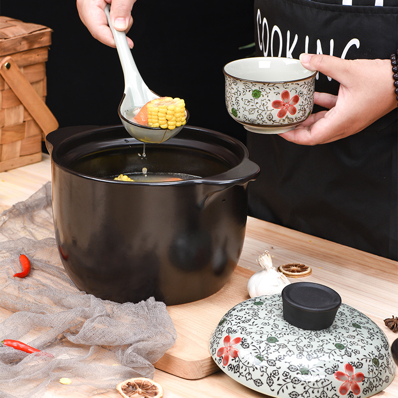 Gas simmering casserole stew Japanese household fire to hold to high temperature ceramic soup rice pot cooked porridge size capacity