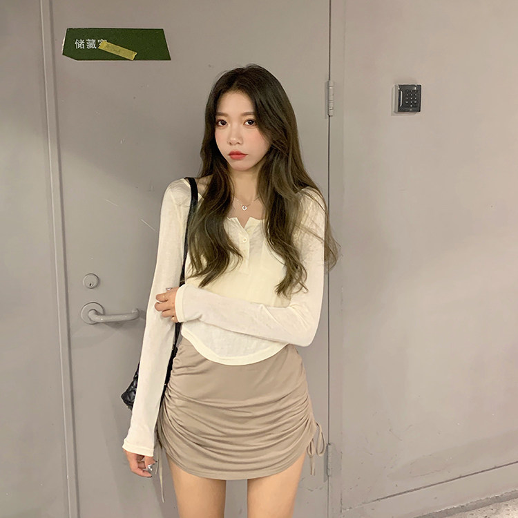 透气百搭防晒t恤 皱褶松紧抽绳裤裙两件套-西米 miss chens1040#33