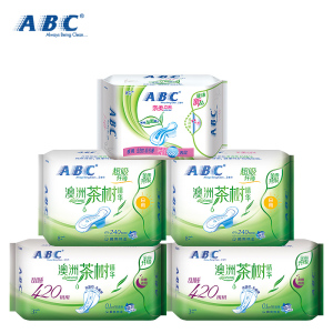 ABC卫生巾澳洲茶树棉柔日用加长夜用组合30片