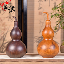 Wood carving gourd ornaments solid wood carving mahogany home living room TV cabinet feng shui decoration crafts