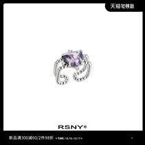 (New) RSNY Violet heart-shaped opening ring female unique design adjustable personality autumn square ring