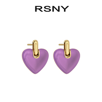 (Song Yan Fei) RSNY peach heart earrings female light luxury high Love earrings purple personality sweet and cool earrings