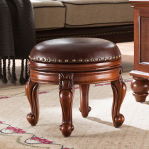 American solid wood low stool shoe stool Leather sofa stool Small round stool Shoe stool European small stool