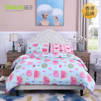 Hong Kong room Beisha four-piece cotton cotton cotton 100 quilt cover girl princess style bed hats cartoon bedding