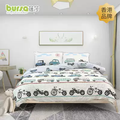Bursa Beisha cartoon car cotton four-piece cotton bedding motorcycle bed hats 1 2m1 5 meters