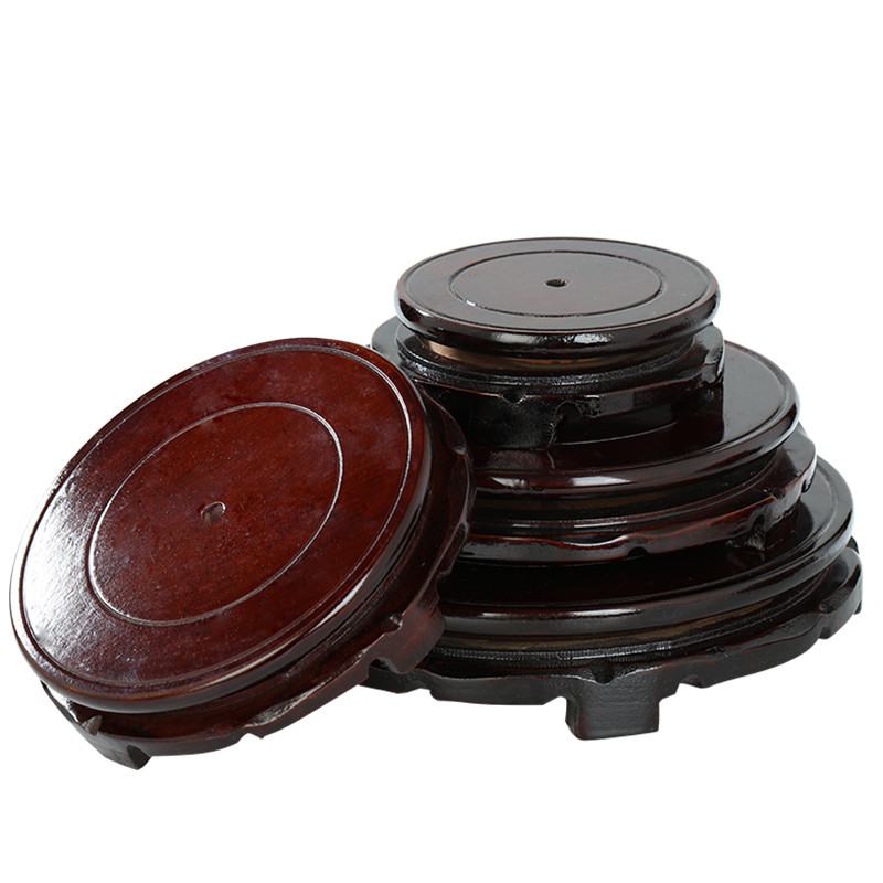 Flower pot base rotation solid wood gourd furnishing articles, stone, fish tank bottom of the vase turntable round wooden bracket tray