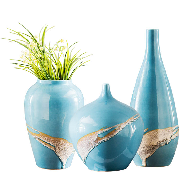 Creative new Chinese be born ceramic vase three - piece home sitting room ark adornment furnishing articles TV ark, decoration