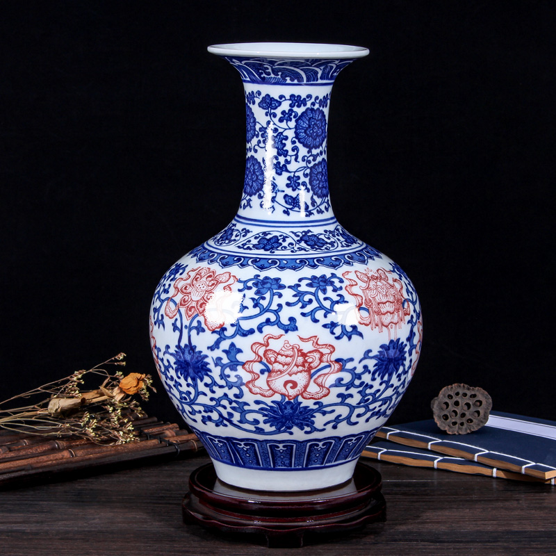 Jingdezhen ceramic vase furnishing articles sitting room flower arranging flower implement modern Chinese blue and white porcelain flower vases, decorative porcelain