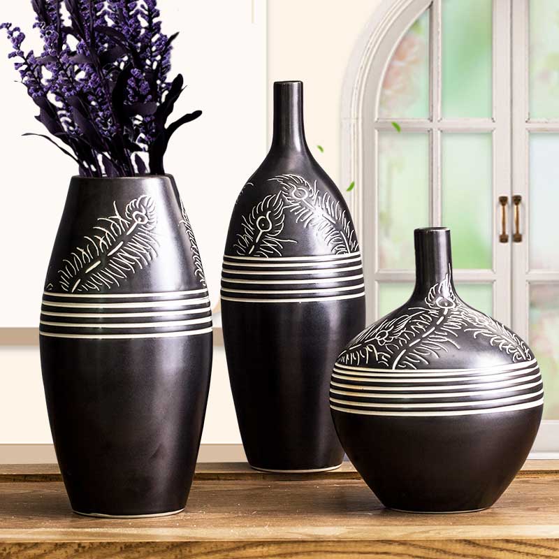 Creative household ceramic vase three - piece wine sitting room adornment is placed the bedroom room decoration of modern technology