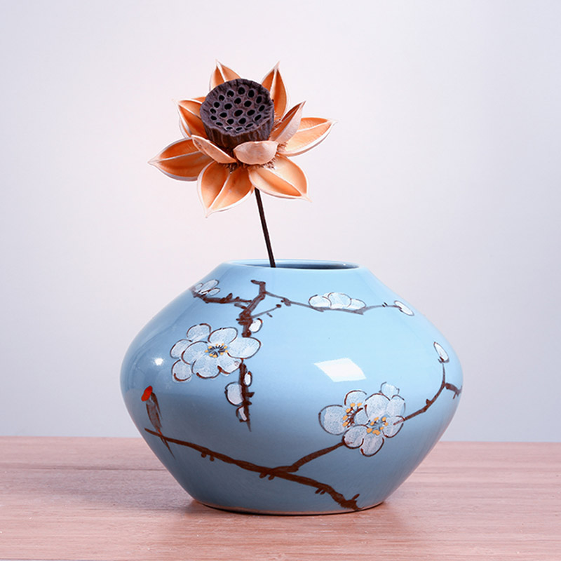 Creative new Chinese modern furnishing articles hand - made name plum flower vase three - piece wine ceramics handicraft decoration decoration