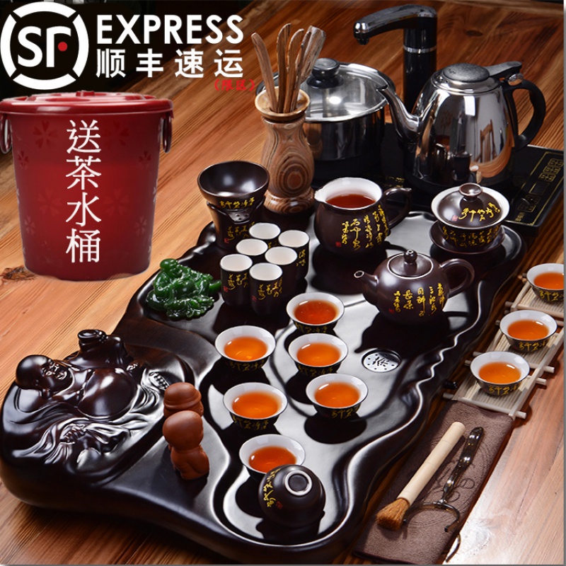 VSHOW automatic ceramic tea set kung fu contracted use ltd. automatic tea table of a complete set of solid wood tea tray