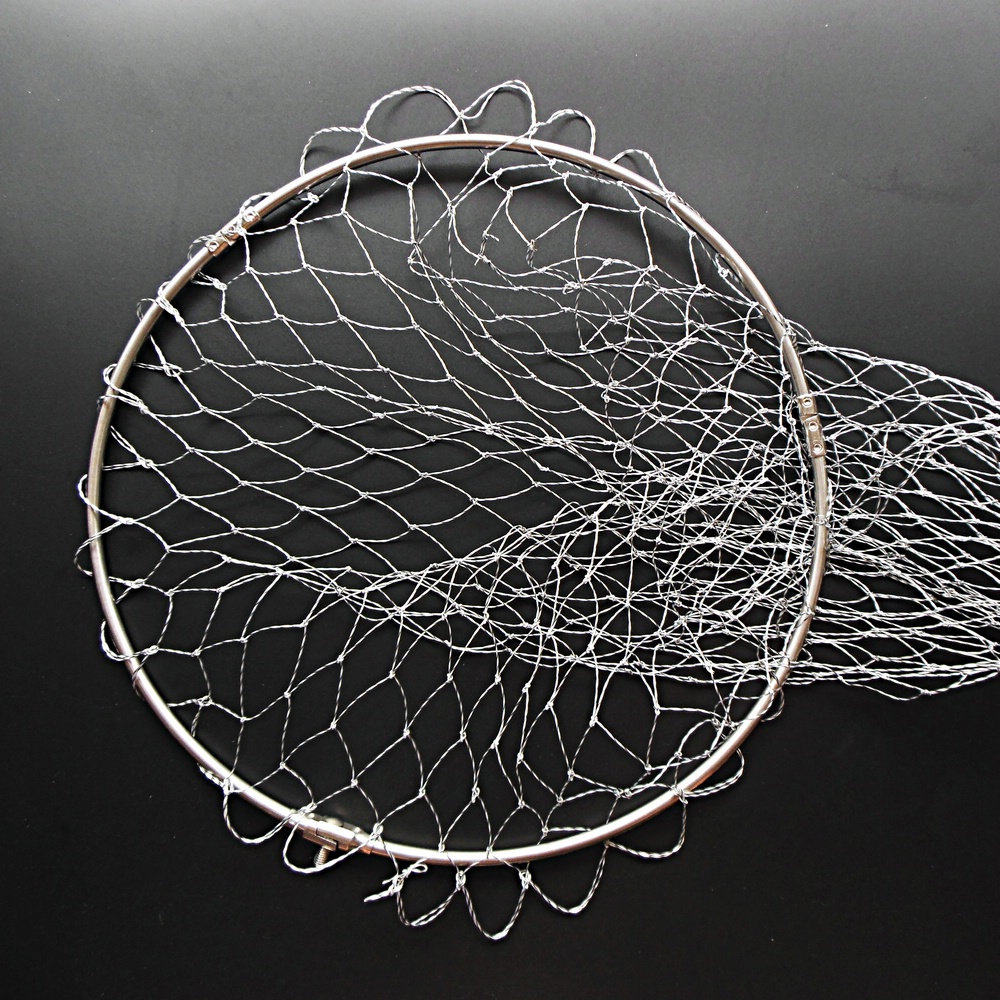 大力马不锈钢实心抄网头网兜三角可折叠大物捞网圈抄鱼网防挂8mm