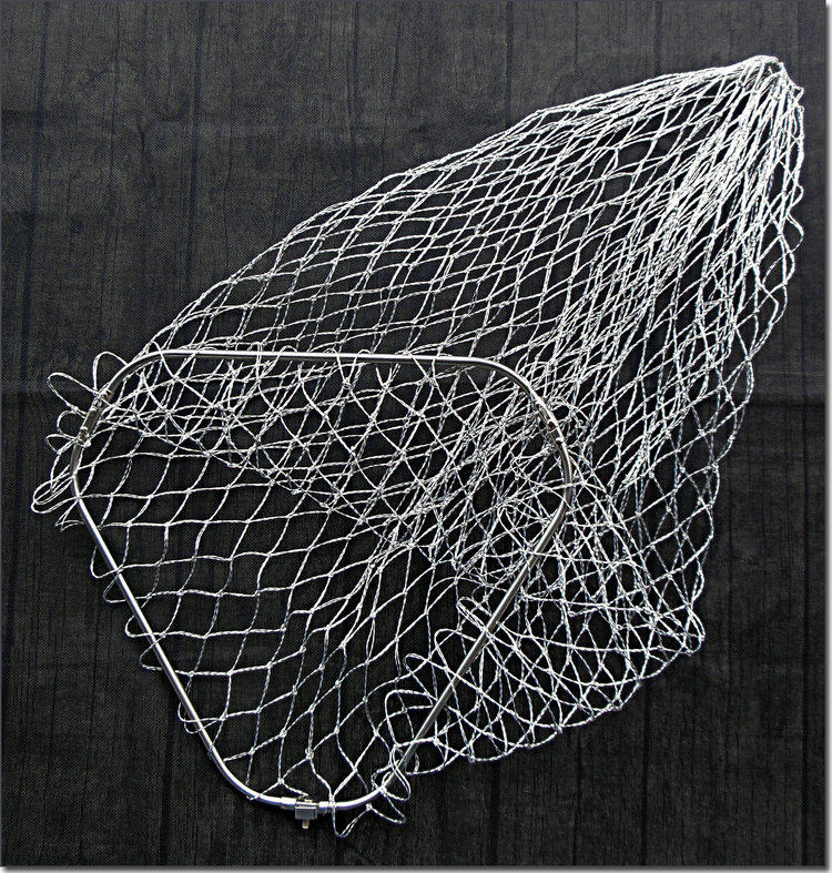 三角40/50/60cm大力马不锈钢抄网头折叠涂胶防挂网兜网布捞鱼网杆