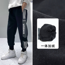 Boys Winter Fleece Sports Pants 2021 New Boys Padded Pants Medium Fleece Casual Trousers