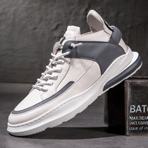 Mens board shoes genuine leather sports casual shoes 2019 new fall mens shoes Han version Little white shoes male tide 100 lap shoes