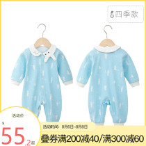 Baby one-piece spring and autumn clothes for men and women baby romper pure cotton newborn clothes super Western style warm climbing clothes tide clothes