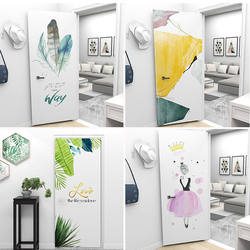 Waterproof door stickers thickened wooden door wallpaper cabinet door frame iron door furniture renovation wallpaper self-adhesive wood grain door sticker