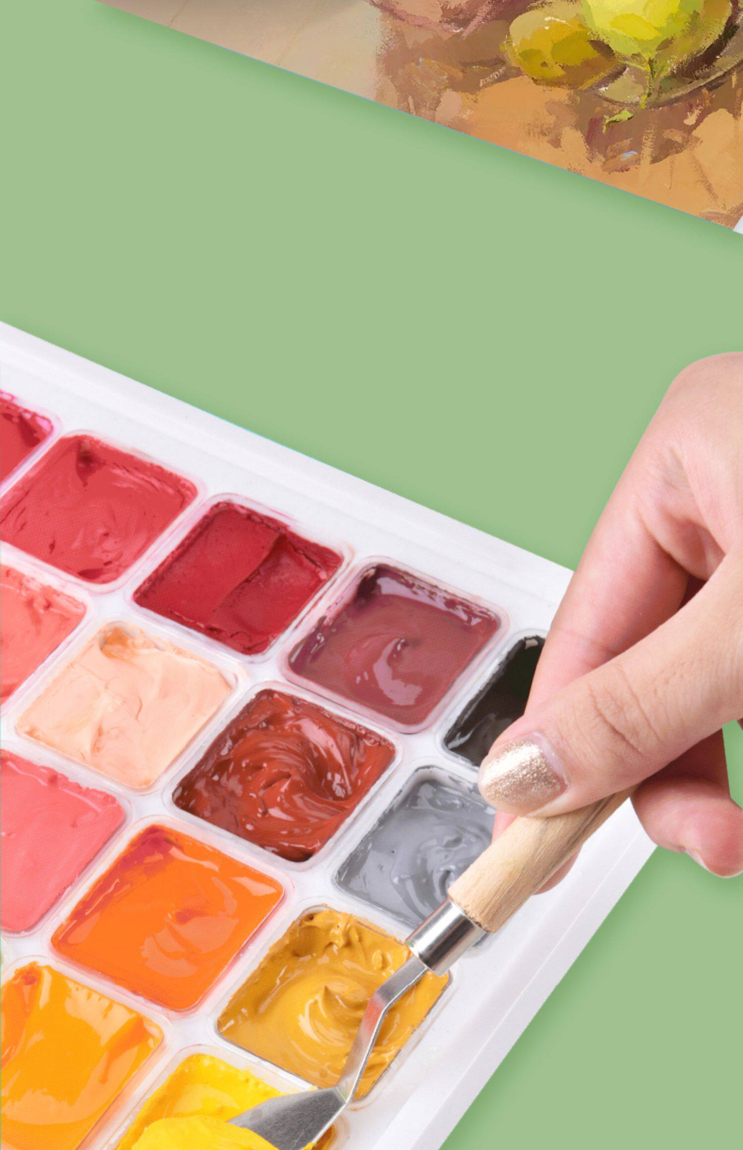 青竹水粉颜料套装果冻颜料美术生专用流光白颜料盒42色80ml金典黑联考