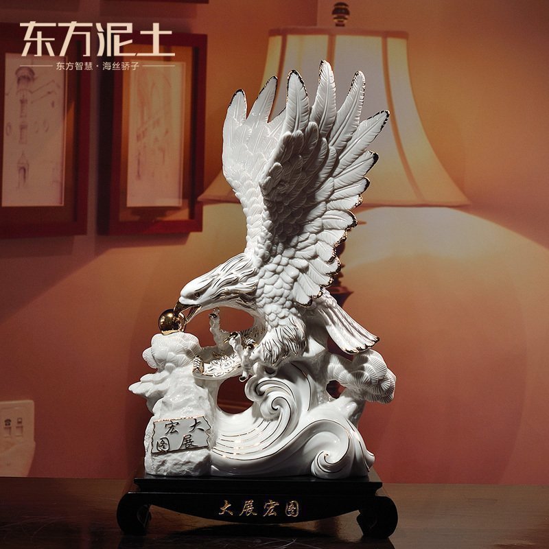 Oriental clay ceramic eagle furnishing articles sitting room office desktop rich ancient frame decoration/future