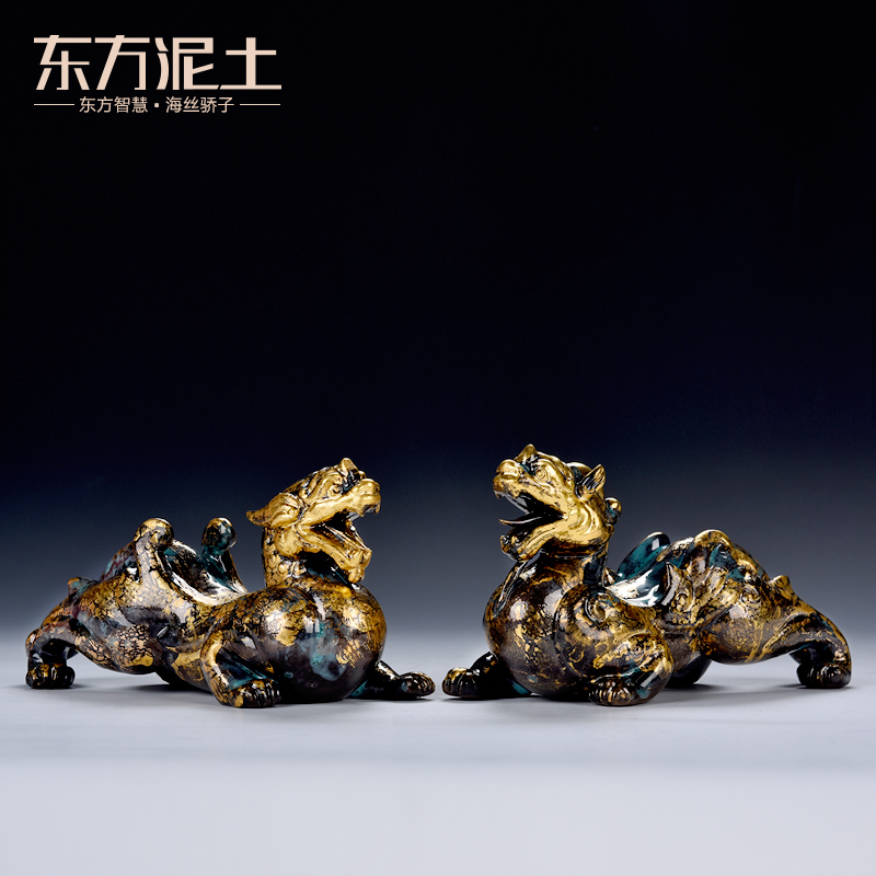 Oriental clay ceramic artisans Zhang Chang the teacher Lin, a bronze color series/day Paul of the mythical wild animal