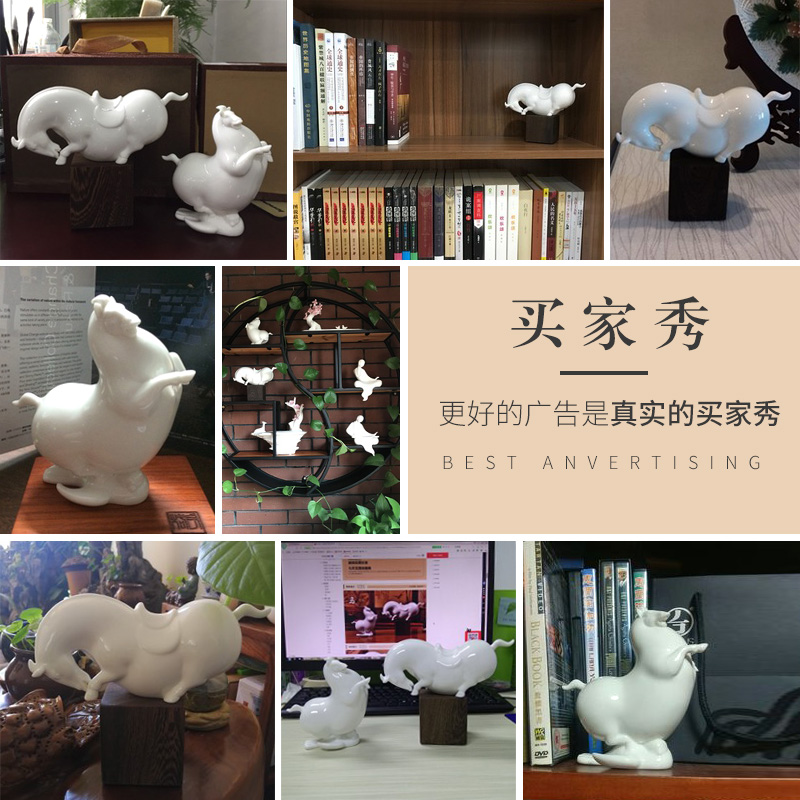 Oriental clay ceramic don horse horse furnishing articles, the sitting room is the study of new Chinese style bookshelf rich ancient frame decorate small handicraft