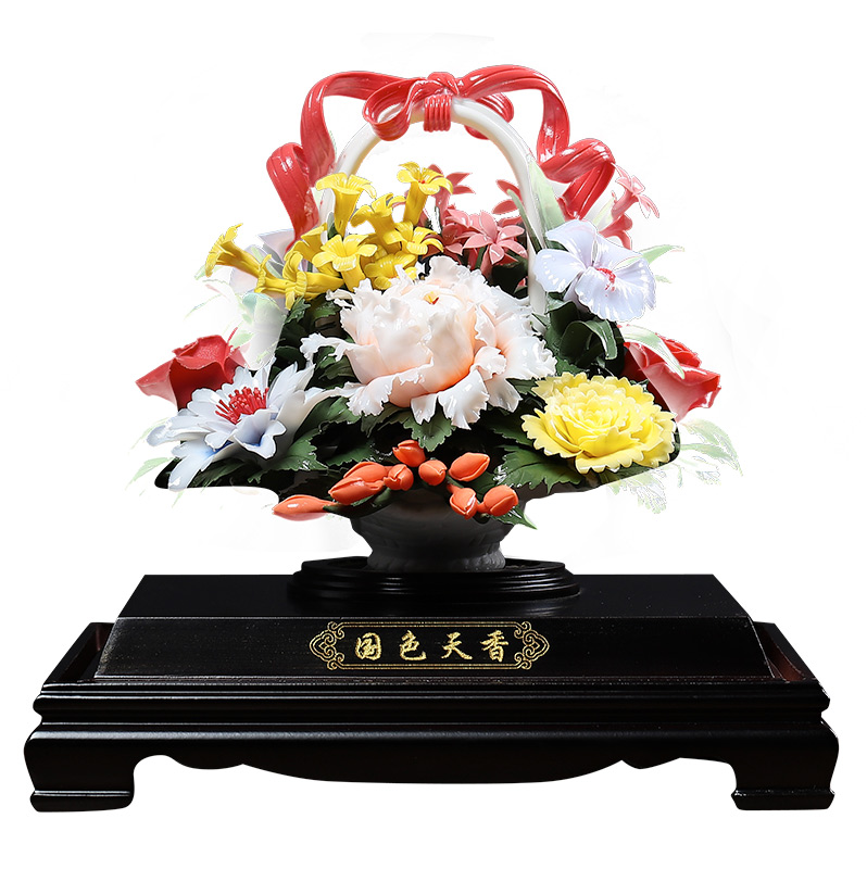 Oriental clay ceramic flower basket furnishing articles with acrylic cover sitting room adornment/amusement D51-38 a
