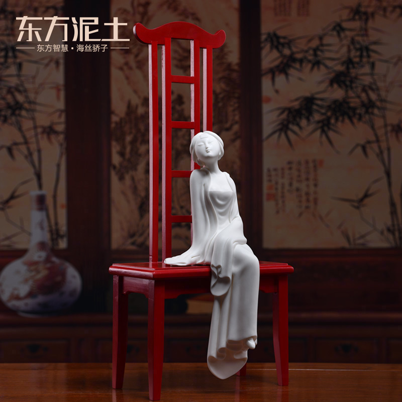 The east mud creative furnishing articles wind sitting room adornment handicraft ceramic study Chinese beauty/water lotus