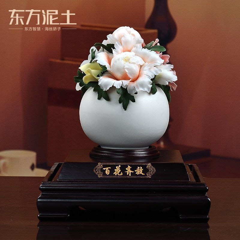 Oriental soil high - grade ceramic flower place to live in the living room TV cabinet decoration housewarming gift/flowers