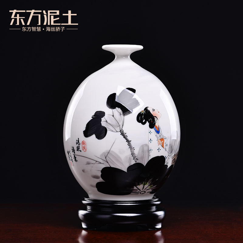 Oriental soil hand - made ceramics vase is placed the new Chinese rich ancient frame sitting room adornment/the qing poetry