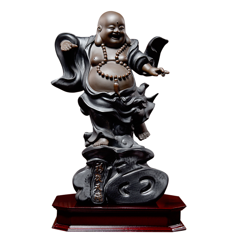 Oriental clay ceramic smiling Buddha maitreya Buddha furnishing articles of Chinese style living room TV cabinet decoration/f from heaven