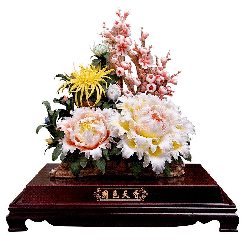 Oriental porcelain flower crafts sitting room place soil traditional ceramic hotel front desk/very beautiful ornament