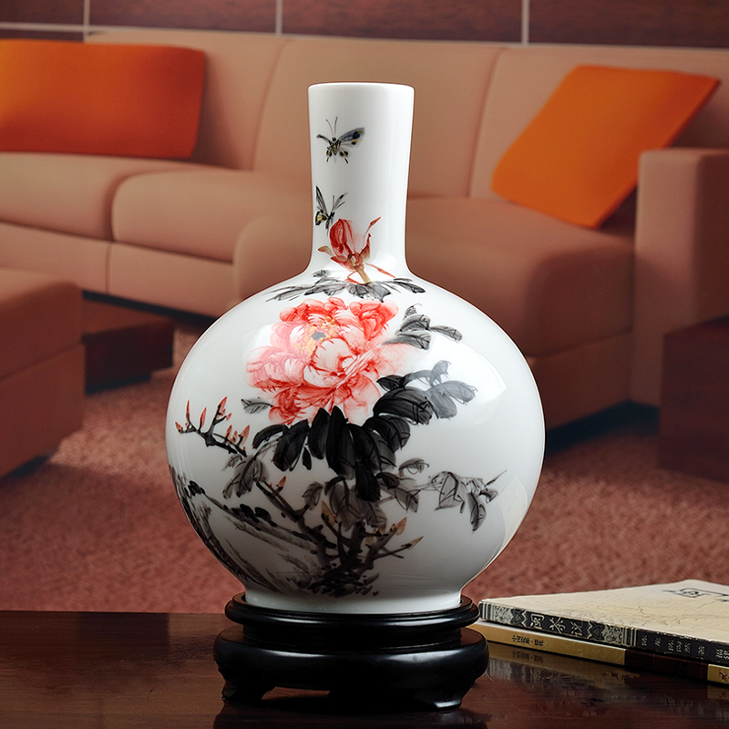 Oriental earth celestial porcelain hand - made ceramic vase furnishing articles furnishing articles flower arranging Chinese rich ancient frame sitting room adornment