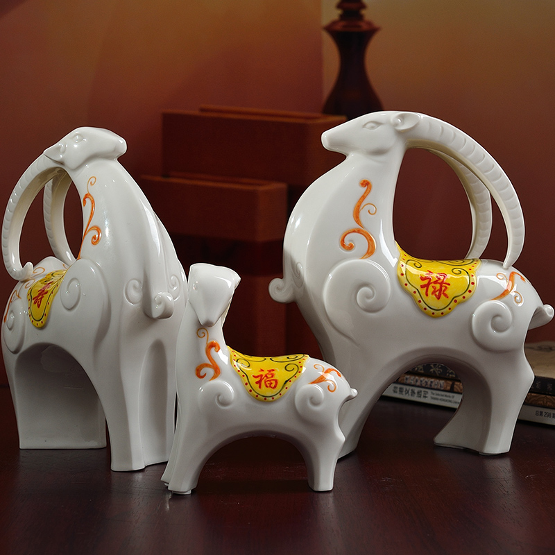 Oriental clay ceramic three Yang kaitai sheep furnishing articles new version into gifts/three Yang kaitai, fu lu shou