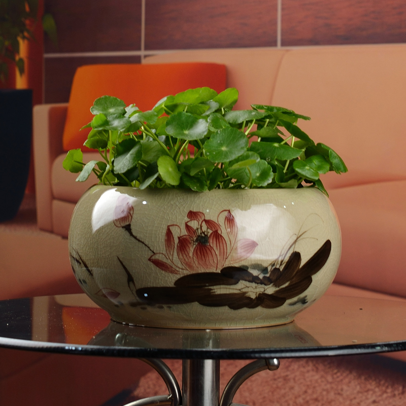 East the earth up with ceramic hand - made multi - function compote refers to flower pot furnishing articles writing brush washer/lotus sitting room decoration