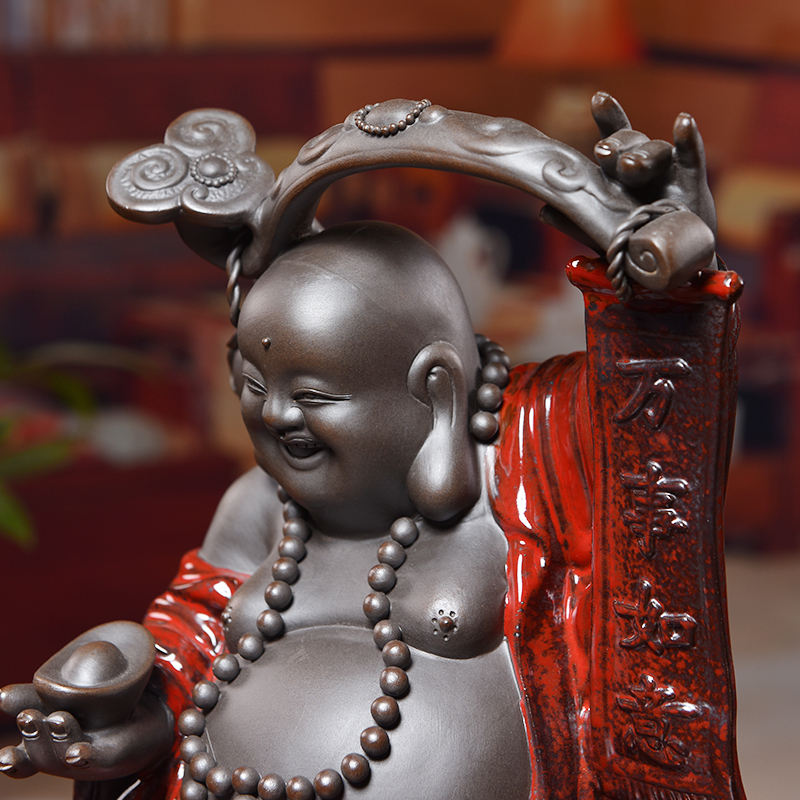 Oriental clay ceramic smiling Buddha furnishing articles of Chinese style household adornment version into gifts/everything goes well