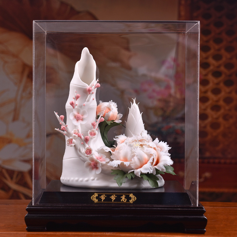 Oriental clay ceramic flower its art of Chinese style living room decorate gifts furnishing articles/high D51-14