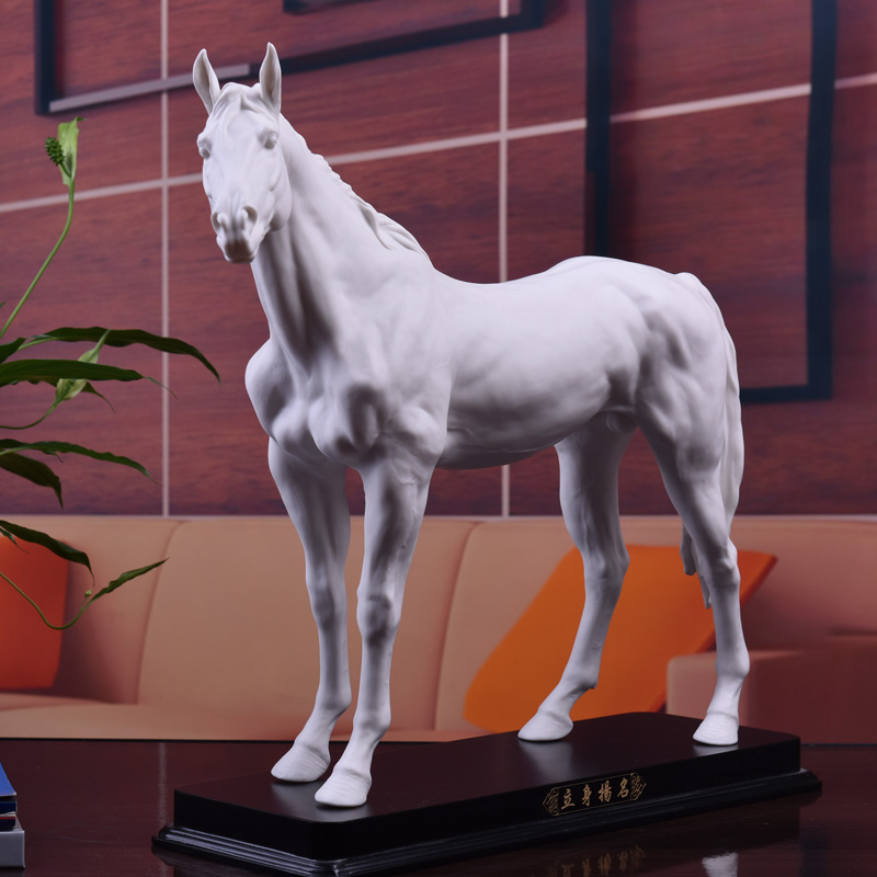 Oriental clay ceramic horse furnishing articles dehua white porcelain send friends standing leadership office business gifts/foundation