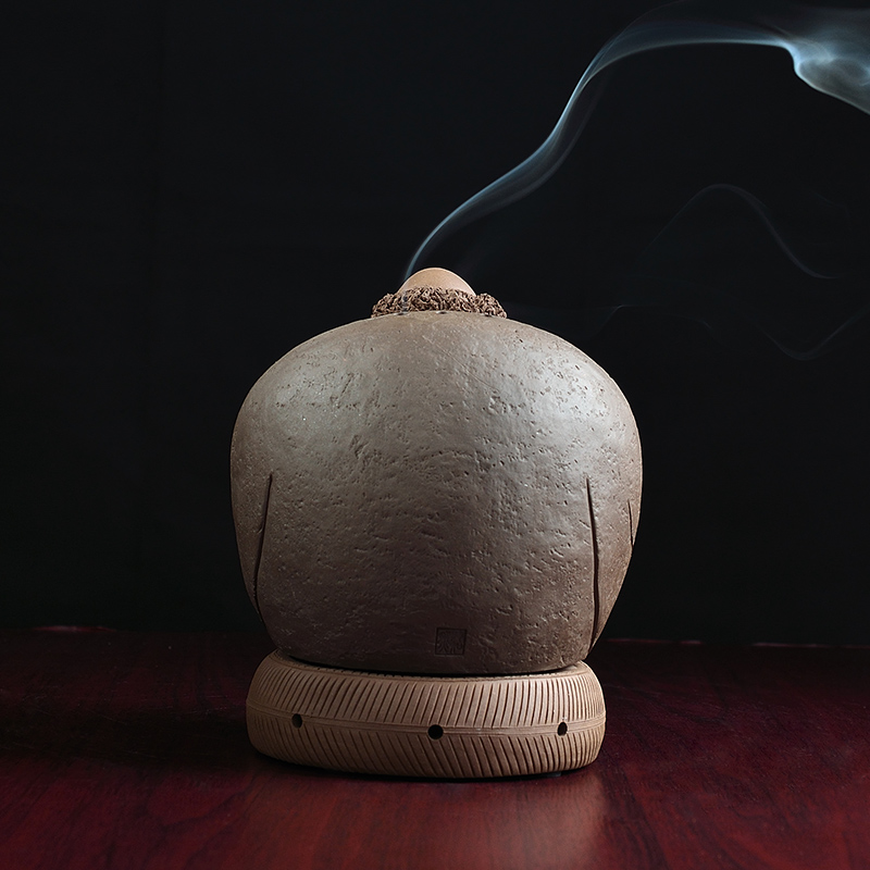 Oriental soil archaize ceramic purple dharma censer household indoor zen sandalwood sedative plate of aromatic incense buner