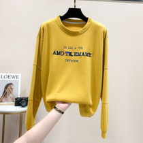 Spring and Autumn new pullover round neck loose sweater female 2021 new letter printing long sleeve jacket tide ocean top