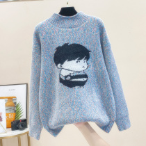 Cartoon Tips Cheniel Sweater Lady Sleeve Costume Winter Han Edition Loose Extra knitted shirt thicken blouse