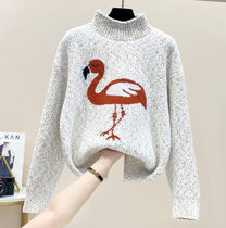 Cartoon Half-collar Sweater Woman Autumn Winter New Less Sweater Wear Knitted Shirt Long Sleeve Clothing Tide