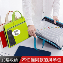 13-story organ bag folder multi-layer student portable Oxford canvas a4 test paper clip ticket zipper storage bag Book clip sorting box holder data book large capacity subject bag can be customized