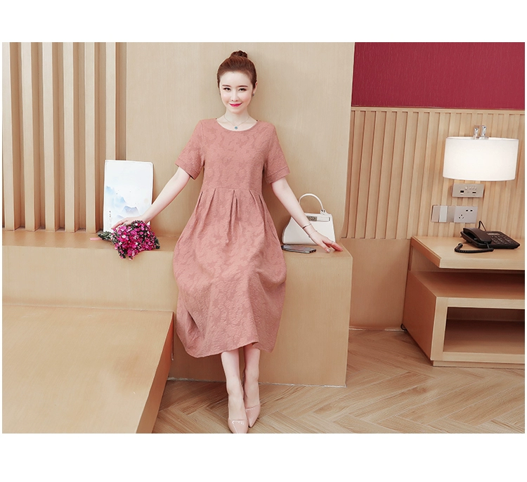 Váy cotton và vải lanh phong cách mới nút đĩa văn học cổ điển Zen quần áo phụ nữ Zen Váy trà phong cách Trung Quốc vải lanh màu trơn váy dài giữa - Váy dài