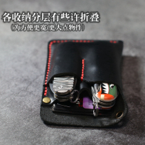 Three layers of knife sleeve minimalist pen cap compact tool cutting sleeve belt type head layer cow leather plant tannic leather hand sewing EDC