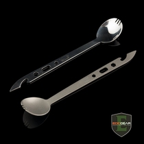 Eat goods God fork multi-function long handle spoon donkey camping screwdriver wrench self-defense 304 stainless steel