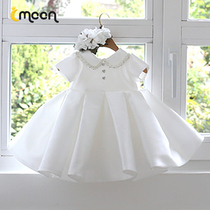 Baby one year old dress baby 100 days to catch the small flower boy puffy gauze white girl princess dress Noble