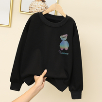 Girls thin velvet spring and autumn 2021 autumn clothes new childrens Korean version of the coat in the big children loose foreign style Korean tide