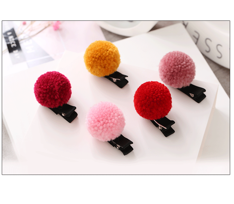 朝气童年 儿童发卡公主女孩毛毛球发夹儿童发饰宝宝头饰品边夹子
