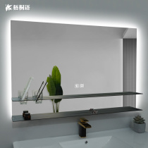Smart bathroom mirror storage touch custom dressing table mirror hanging toilet mirror with shelf with lamp
