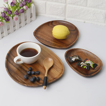 Acacia wood solid wood tray plate Walnut meal Oval size snack Shaped irregular square dried fruit storage